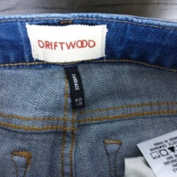 Driftwood Candace Cropped Embroidered Jeans Blue Size 24 - Picture 5 of 6